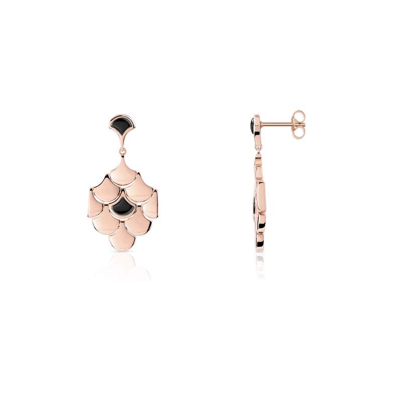 Boucles d'oreilles dorées roses acrylique - vue 1