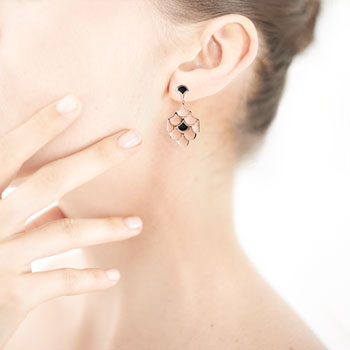 Pink acrylic gold earrings