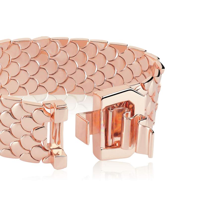 Bracelet doré rose spinelles zirconias acrylique 19 cm - vue D2