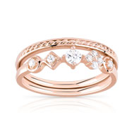 Lot de 2 bagues dorées roses zirconia