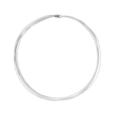 Collier soie argenté acier 46 cm - vue 1