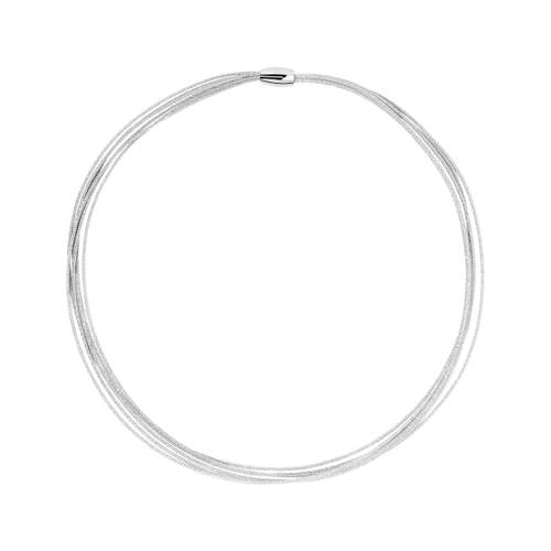 Collier soie argenté acier 46 cm