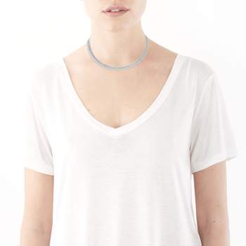 Collier soie argenté acier 46 cm