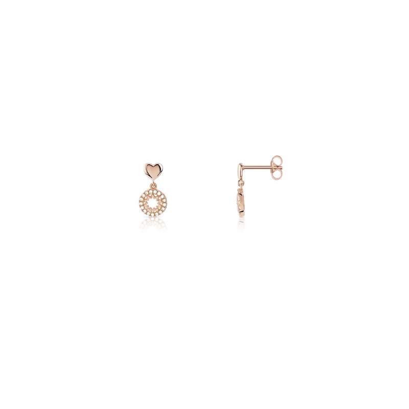Boucles d'oreilles dorées roses zirconia - vue 1