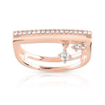 Bague dorée rose zirconia - vue 1