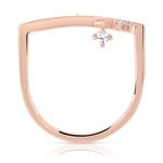 Bague dorée rose zirconia - vue 2