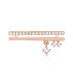 Bague dorée rose zirconia - vue 3
