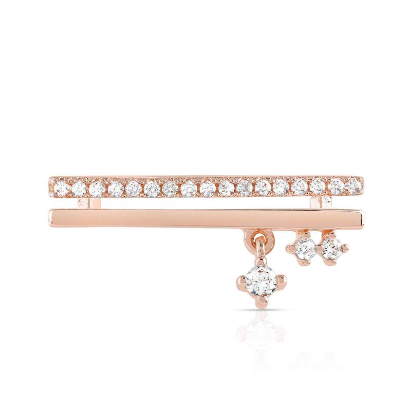 Bague dorée rose zirconia - vue 3