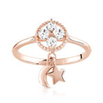 Bague dorée rose zirconia - vue 1