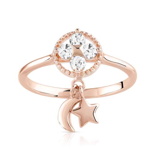 Bague dorée rose zirconia