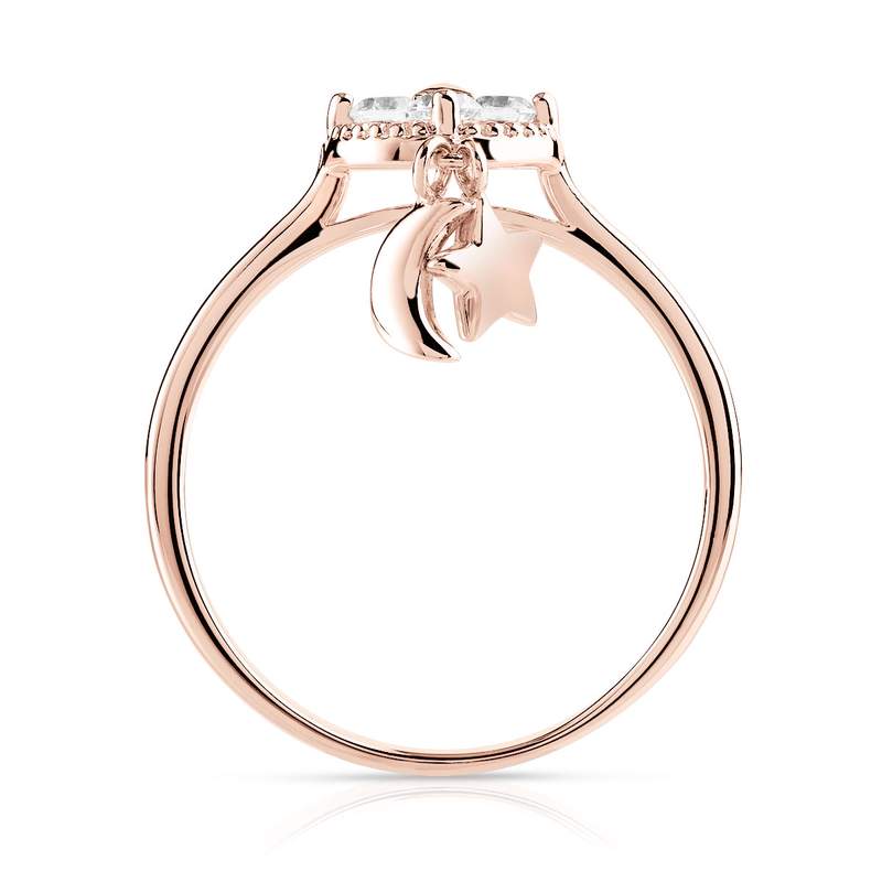 Bague dorée rose zirconia - vue 2