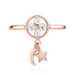 Bague dorée rose zirconia - vue 3