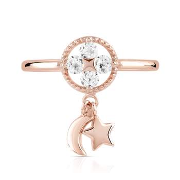 Bague dorée rose zirconia