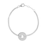 Bracelet argent 925 double chaîne disque personnalisable 17,5 cm - vue 1