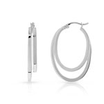 Créoles argent 925 allongée double anneau - vue D1