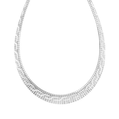 Collier argent 925 diamanté maille plate étrusque 44 cm
