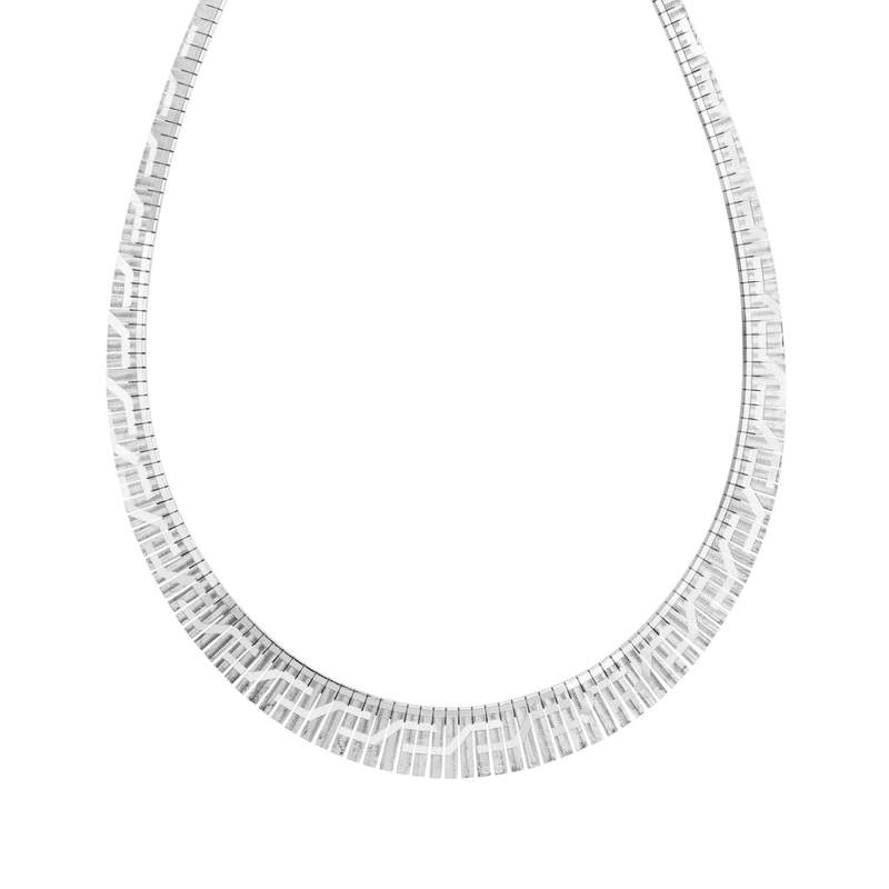 Collier argent 925 diamanté maille plate étrusque 44 cm - vue 1