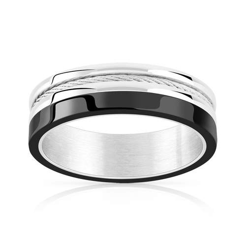 Bague acier céramique noire
