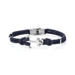 Bracelet acier coton bleu ancre 21 cm - vue 1
