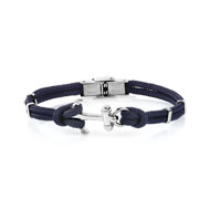 Bracelet acier coton bleu ancre 21 cm