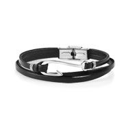 Bracelet acier cuir 19 cm