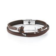 Bracelet acier cuir 19 cm