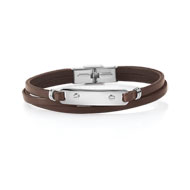 Bracelet acier cuir 20 cm