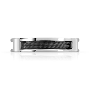 Bague acier cable noir