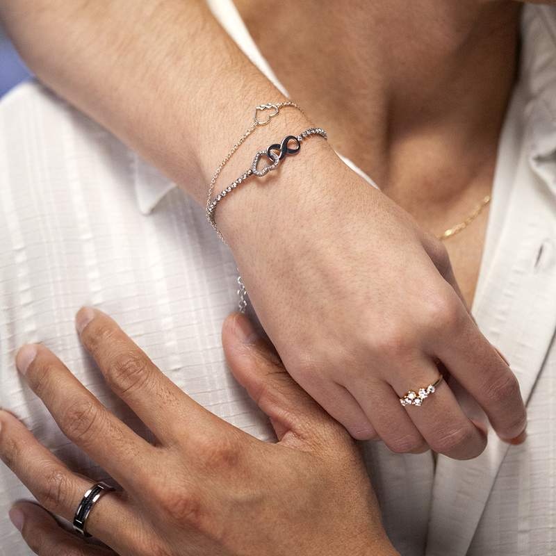 Bague acier cable noir - vue porté 2