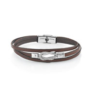 Bracelet acier cuir marron
