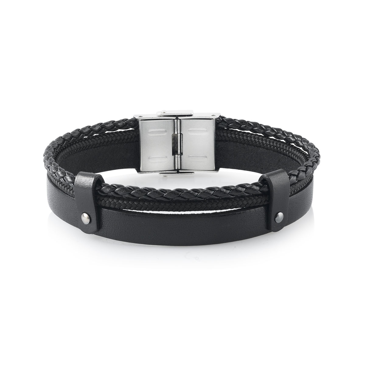 Bracelet acier cuir imitation tissu