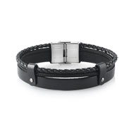 Bracelet acier cuir imitation tissu