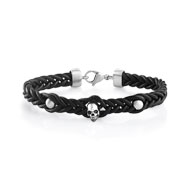 Bracelet acier bronze cuir