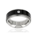 Bague acier zirconia - vue 1