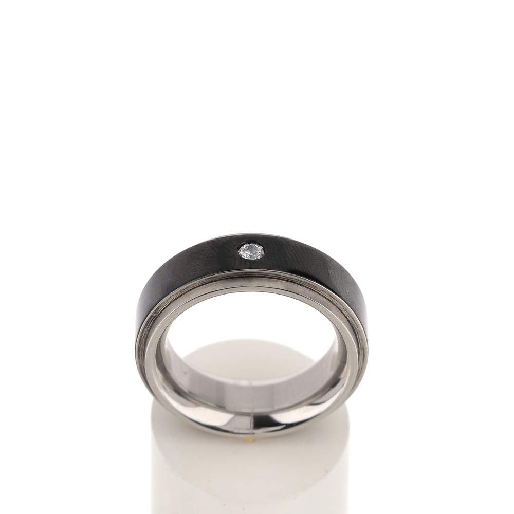 Bague acier zirconia - vue 1