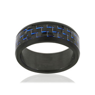 Bague acier carbone bleu