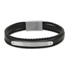 Bracelet cuir acier multirangs noir - vue V3