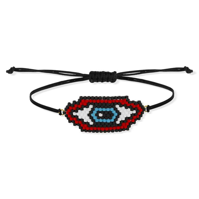 Black cord bracelet with seed beads - view 1