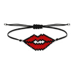 Bracelet cordon noir perles de rocaille bouche - vue 1