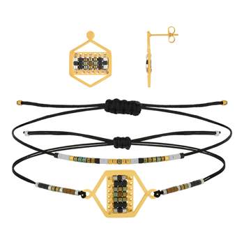Gold-plated steel set with rocaille stones