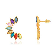 Boucles d'oreilles metal dore pierres imitation