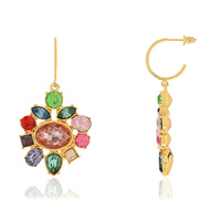 Boucles d'oreilles metal dore pierres imitation