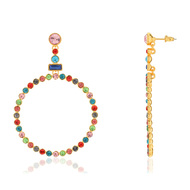 Boucles d'oreilles metal dore pierres imitation