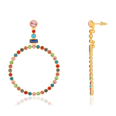 Boucles d'oreilles metal dore pierres imitation - vue V1