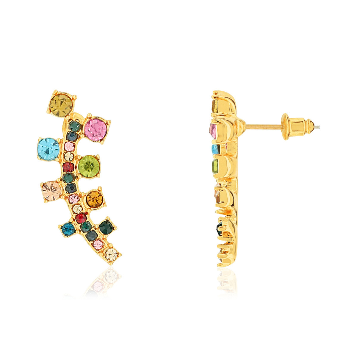 Boucles d'oreilles metal dore pierres imitation