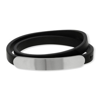 Bracelet cuir synthétique noir acier