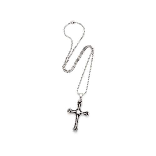 Collier acier croix 60 cm