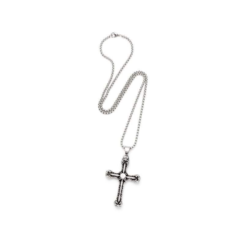 Collier acier croix 60 cm - vue 1