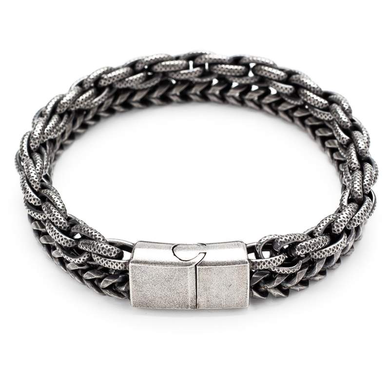 Bracelet acier double rang 22 cm - vue 1