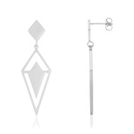 Boucles d'oreilles acier pendants losanges - vue 1